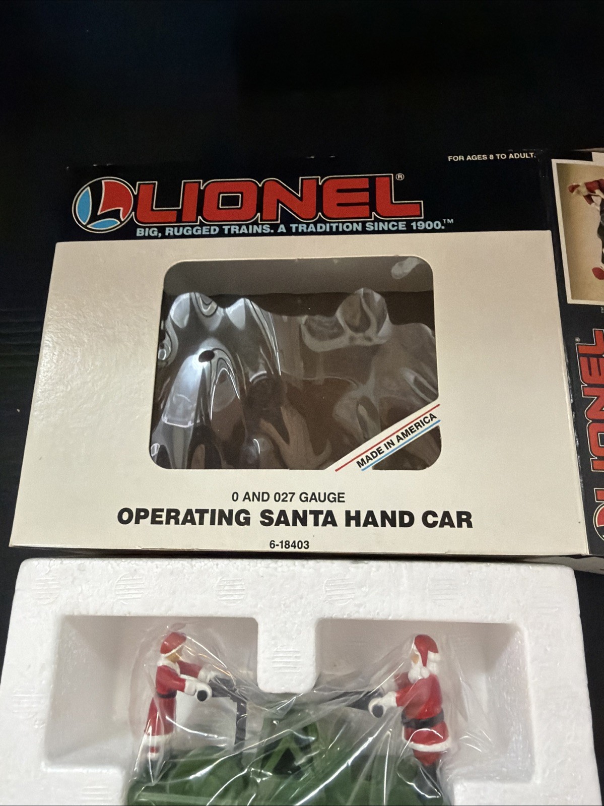 Lionel 6-18403 O Gauge Operating Santa Hand Car – Green New Old Stock