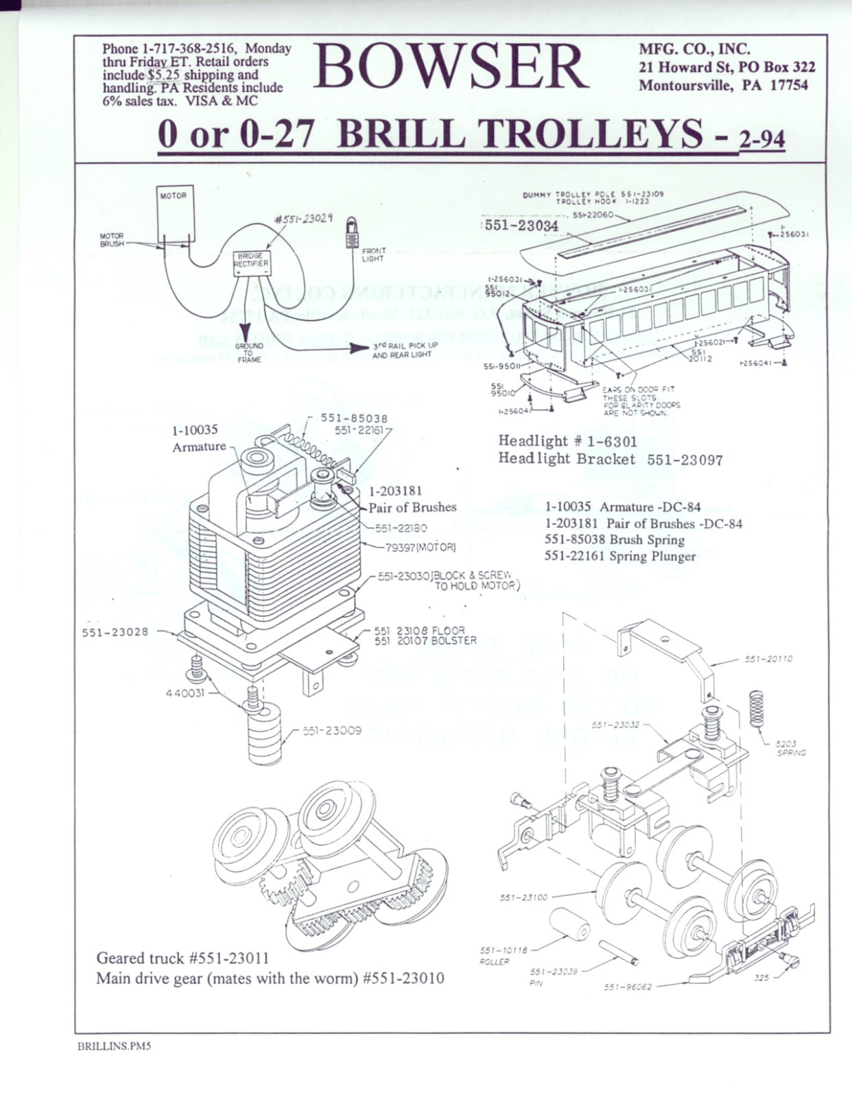 Bowser 551-50123 Brill Trolley—Excellent Condition