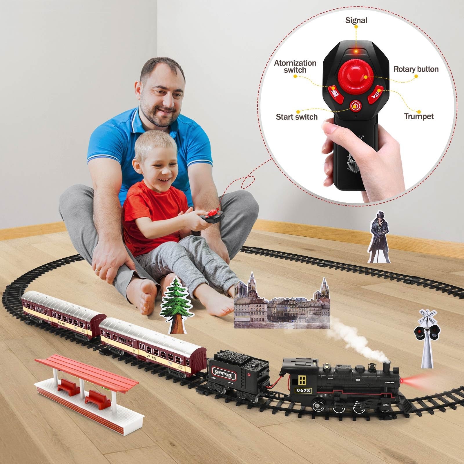 Train Set for Kids,Remote Control Locomotive Engine Under Christmas Large