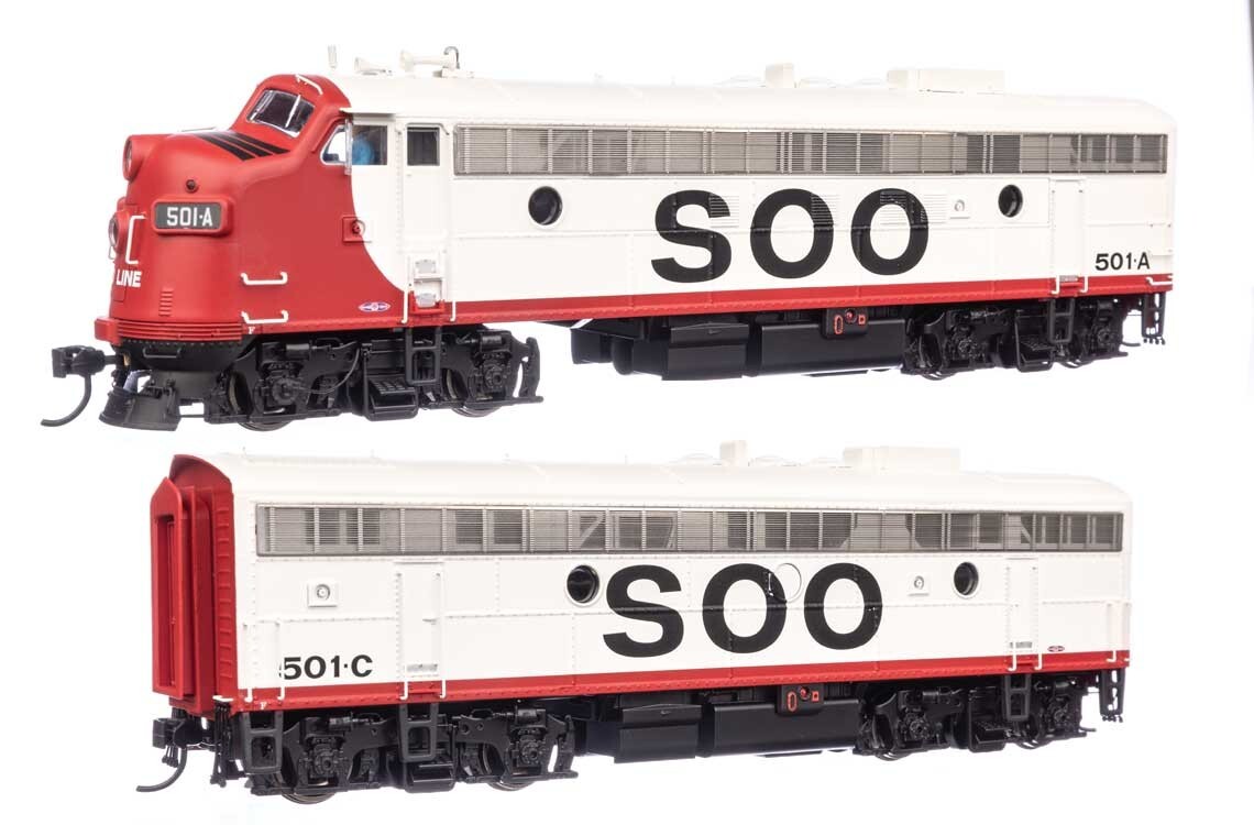 49554 Walthers HO EMD FP7 & F7B Soo Line #501A & 501C (white, red, black)