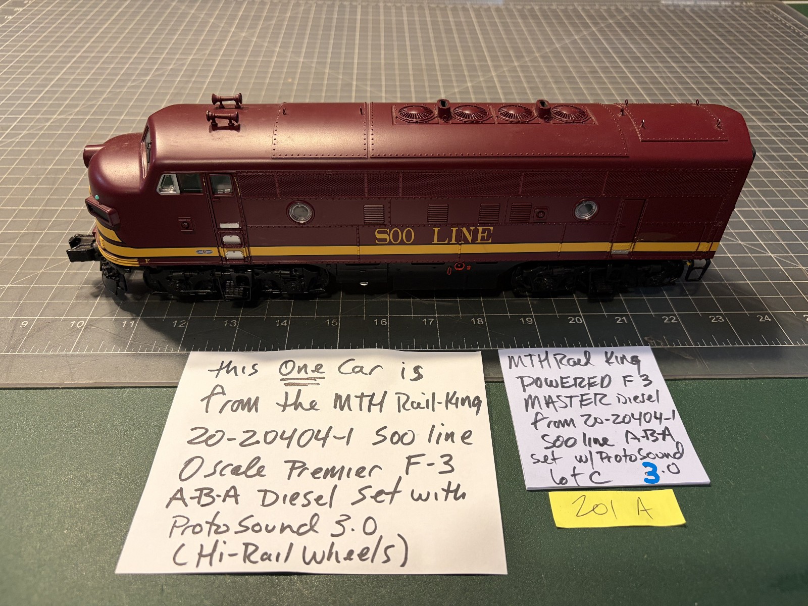 MTH O Train SOO F3 DIESEL 201A MASTER POWER LOCOMOTIVE from ABA 20-20404-1 Set C