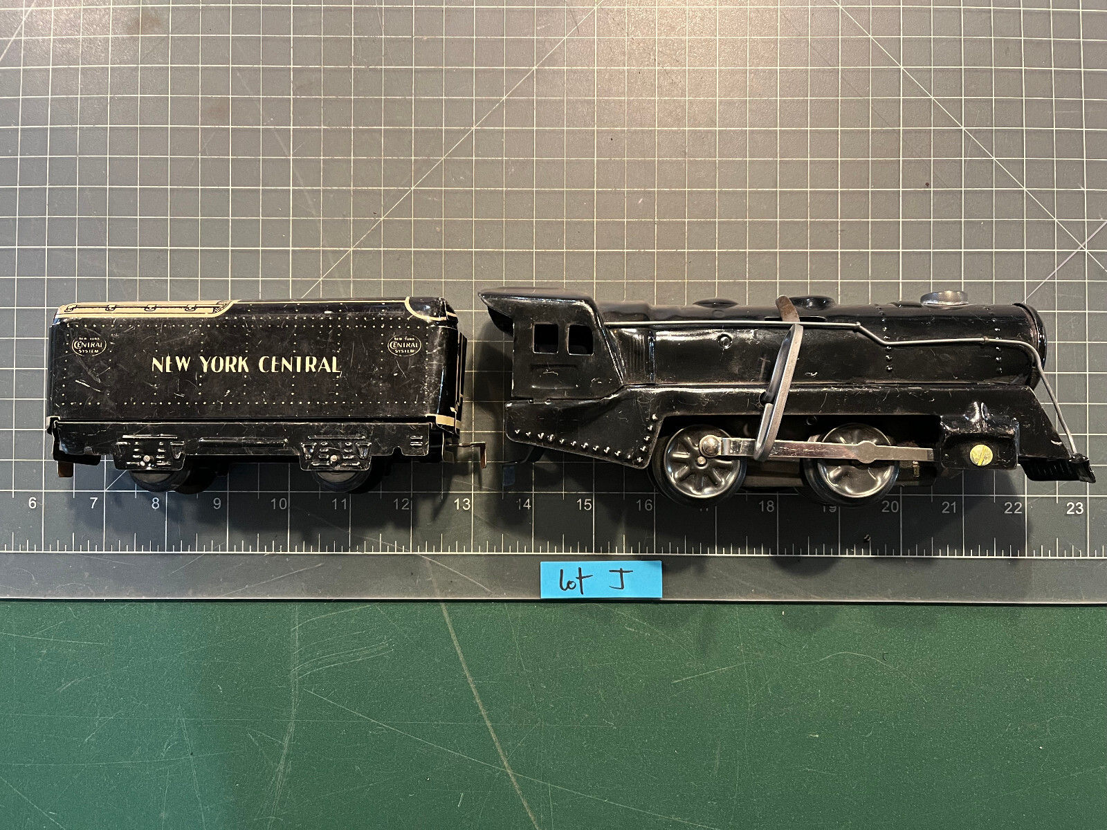 Marx Train 591 VERY NICE Black Locomotive Windup w/Bell & NYC Tender RUNS Lot J