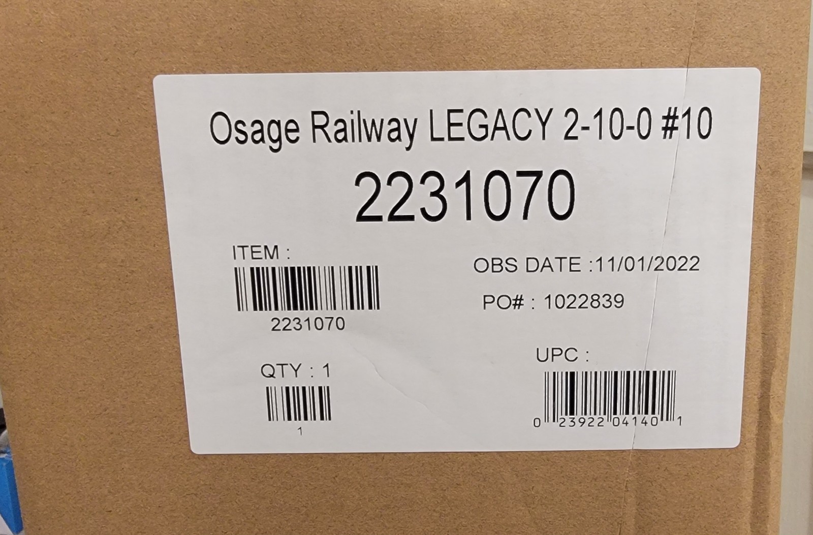 Lionel 2231070 Legacy 2-10-0 Osage Railway #10 Steam Locomotive O Scale