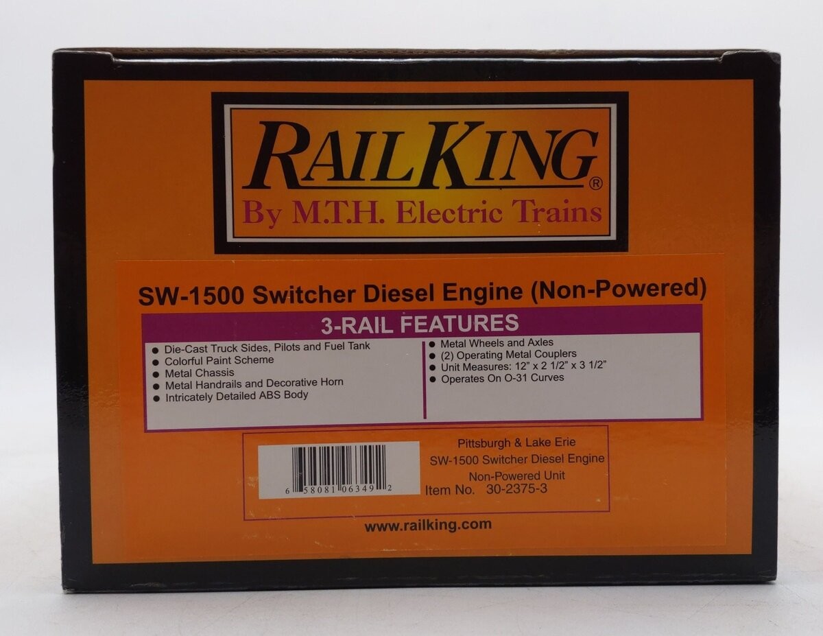 MTH 30-2375-3 O Pittsburgh & Lake Erie SW-1500 Non-Powered Diesel Switcher #1567