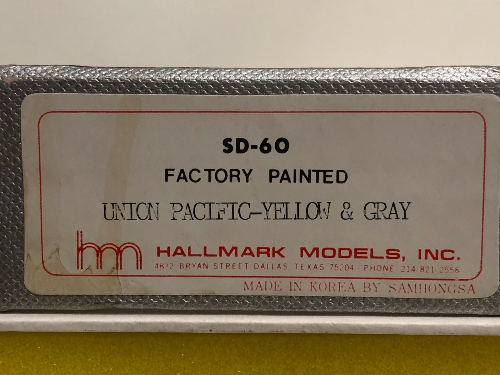Hallmark Models SD-60 Union Pacific – Yellow & Gray Brass Engine N