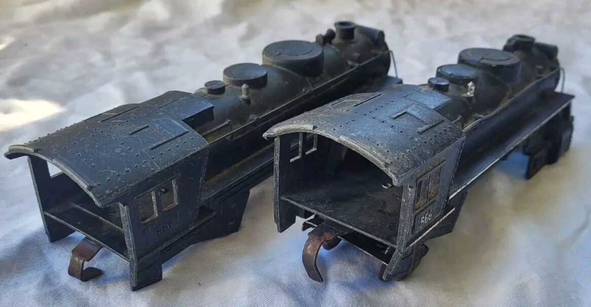 Vintage Marx 1950’s Diecast Steam Locomotive 666 Junkyard Body Lot Of 2