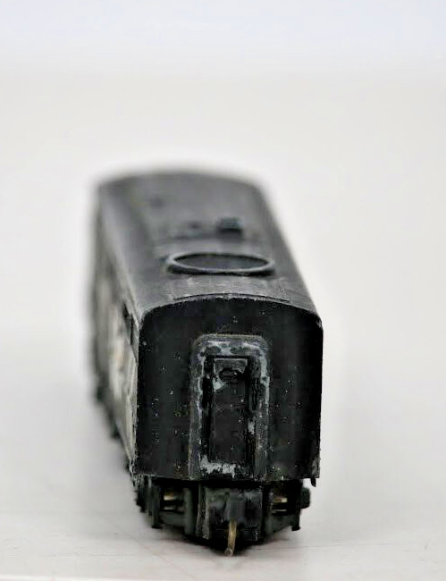 N Scale Diesel Locomotive, F7A Style, Custom Black Paint, White Chevron Decals