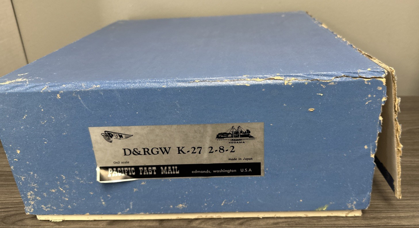 Pacific Fast Mail On3 Brass 2-8-2 K-27 Steam Locomotive D&RGW Unptd Runs NIB!