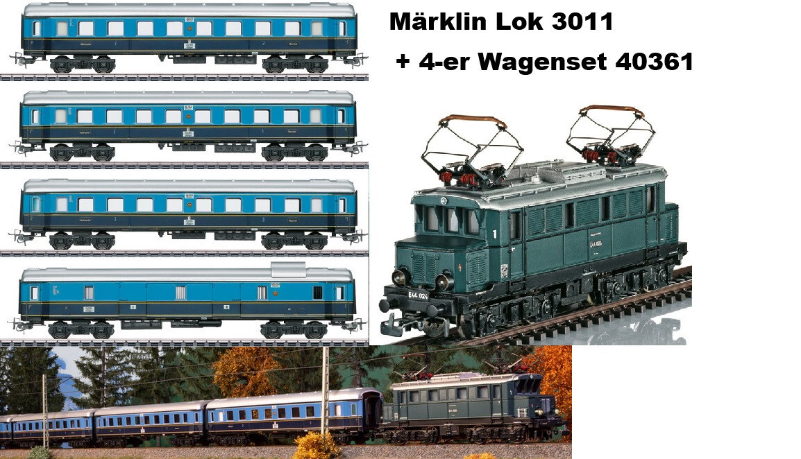 Märklin 30111 + 40361 Electric Locomotive BR 44 Retro Sound + Car Set NEW Original Packaging 1:87