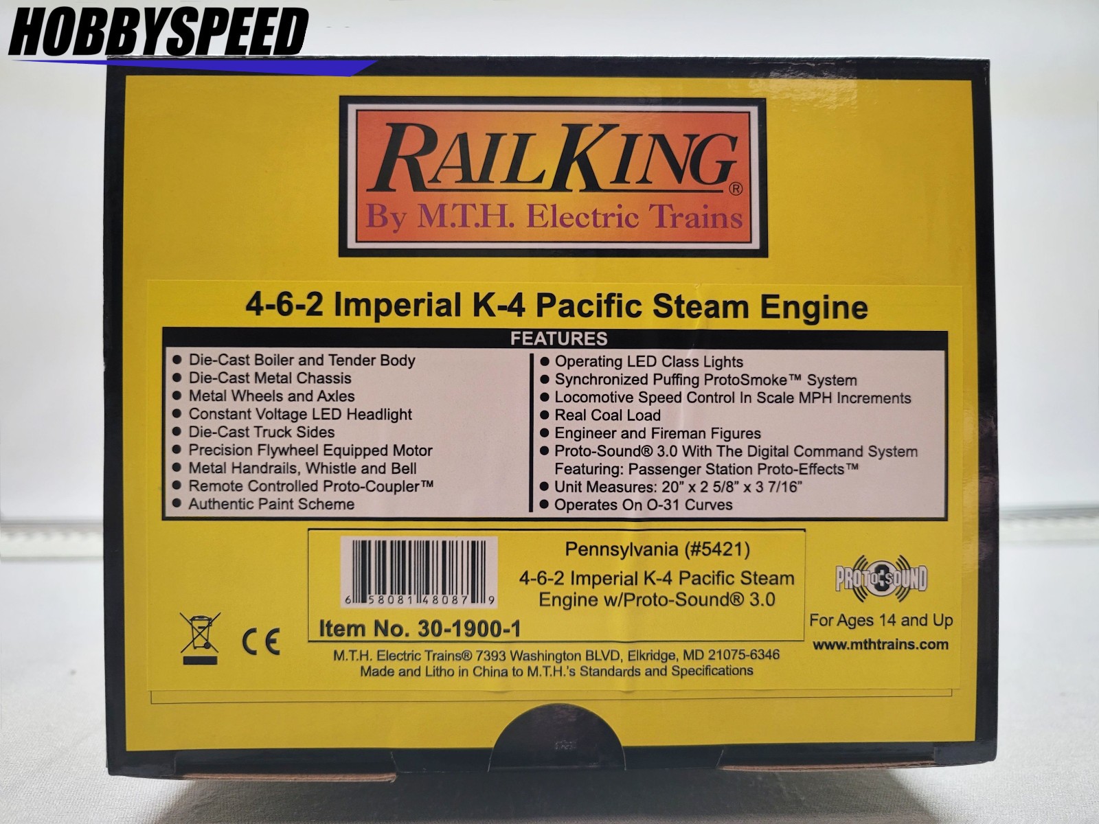 MTH RAILKING PRR 4-6-2 IMPERIAL K-4 PACIFIC STEAM ENGINE O GAUGE 30-1900-1 NEW