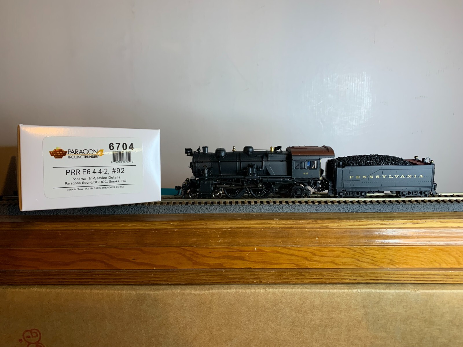 B.L.I. #6704 P.R.R. E-6 4-4-2 Steam Loco #92 w/DCC & Sound H.O. 1:87
