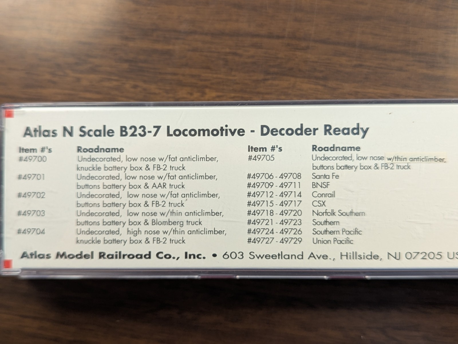 Atlas N Scale GE B23-7 Santa Fe #6390 DCC Ready