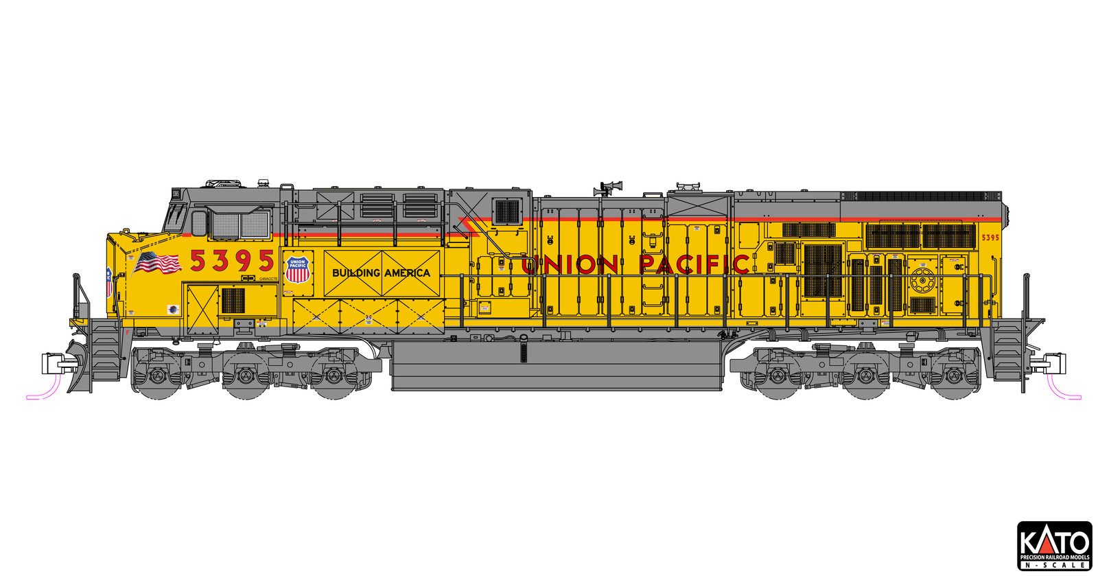 Kato 176-8965 N GE ES44AC Union Pacific Nose Flags Locomotive #5395 DCC READY