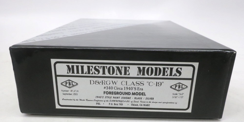 Milestone PBL Sn3 D&GRW Class C-19 #340 1940’s Era Locomotive & Tender Weathered