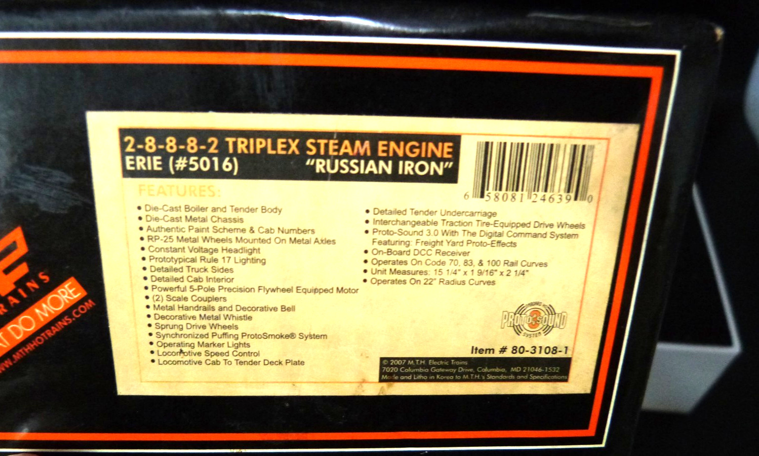 HO MTH 2-8-8-8-2 Triplex “Russian Iron” Erie Steam Engine 5016 DCC PS-3 Sound