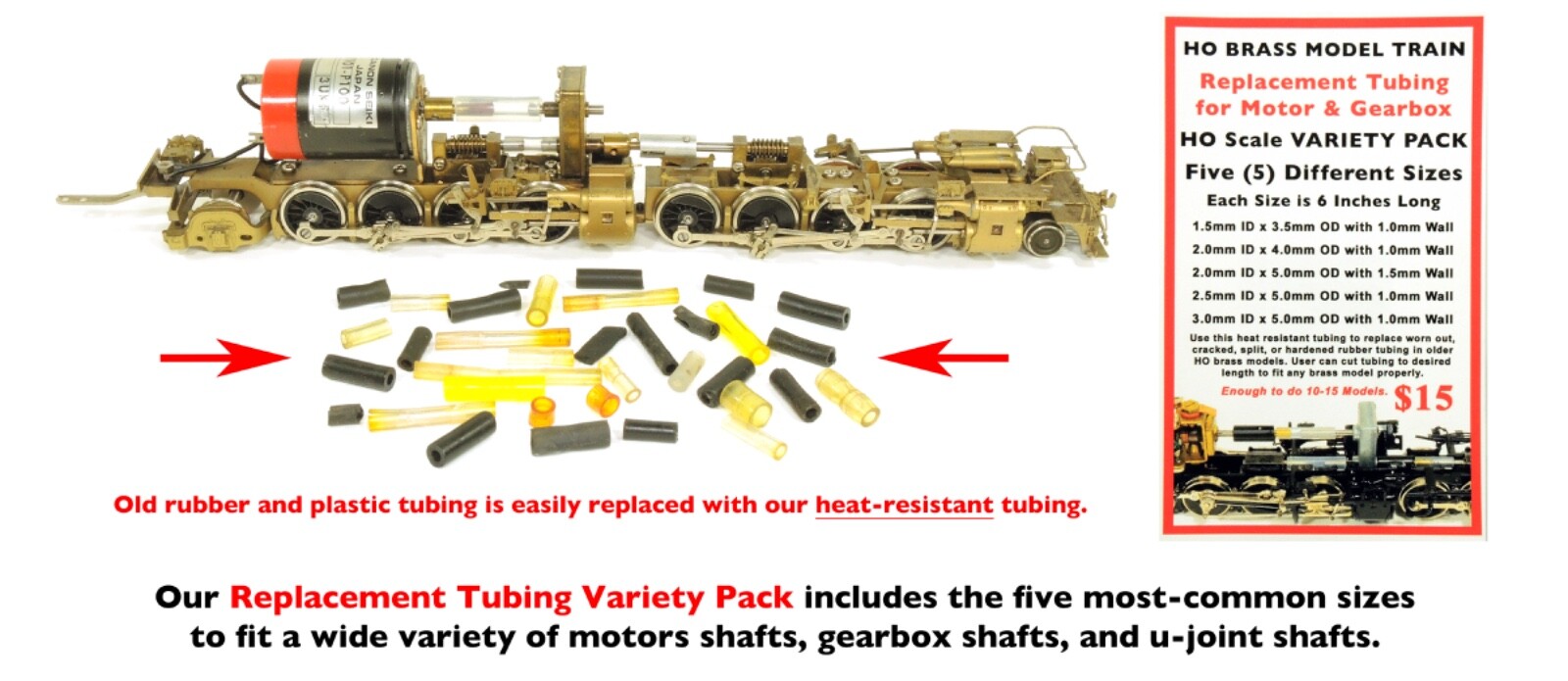 HO Scale Brass Locomotive Replacement Tubing for Motor and Gearbox Shafts NEW!