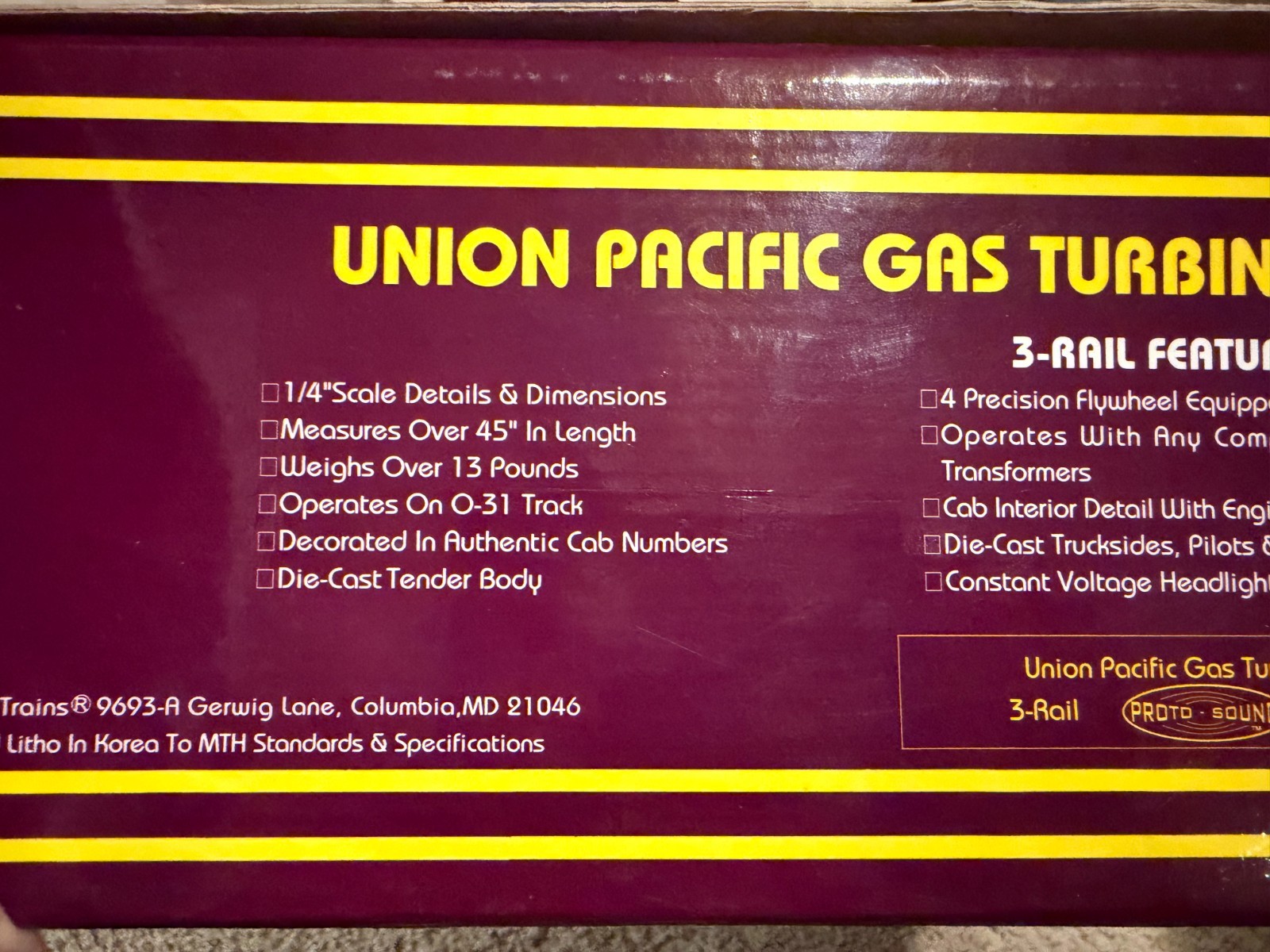 MTH 20-2124-1 UP Gas Turbine NIB