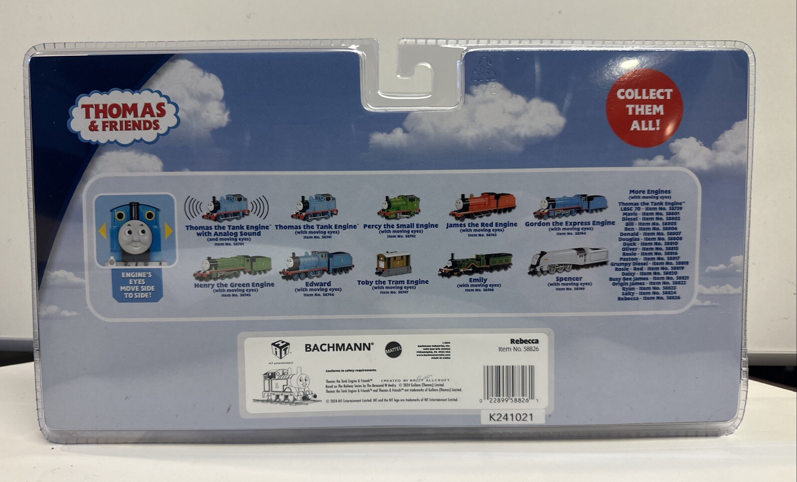 Bachmann HO Scale Thomas & Friends Rebecca Engine & Tender W/ Moving Eyes #58826