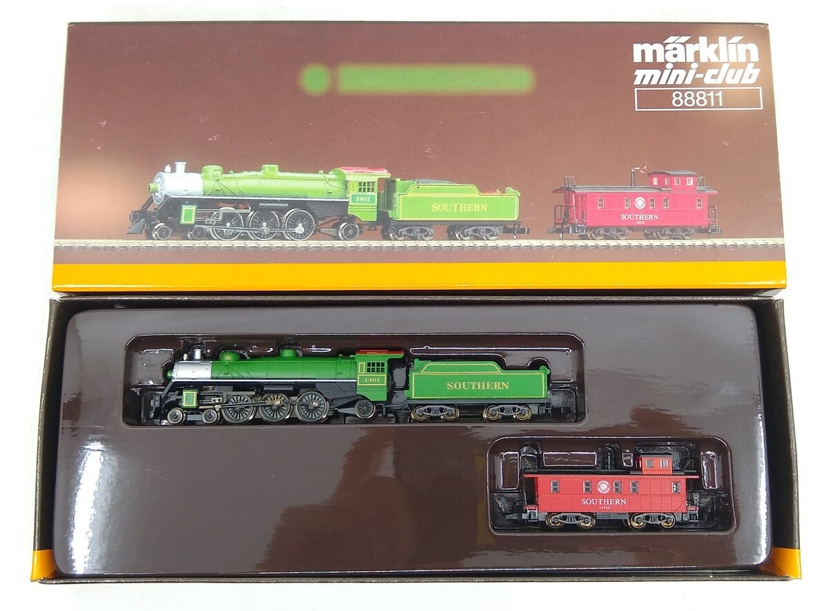 Marklin 88811 Z Southern Railway Steam Locomotive with Tender and Caboose Set LN