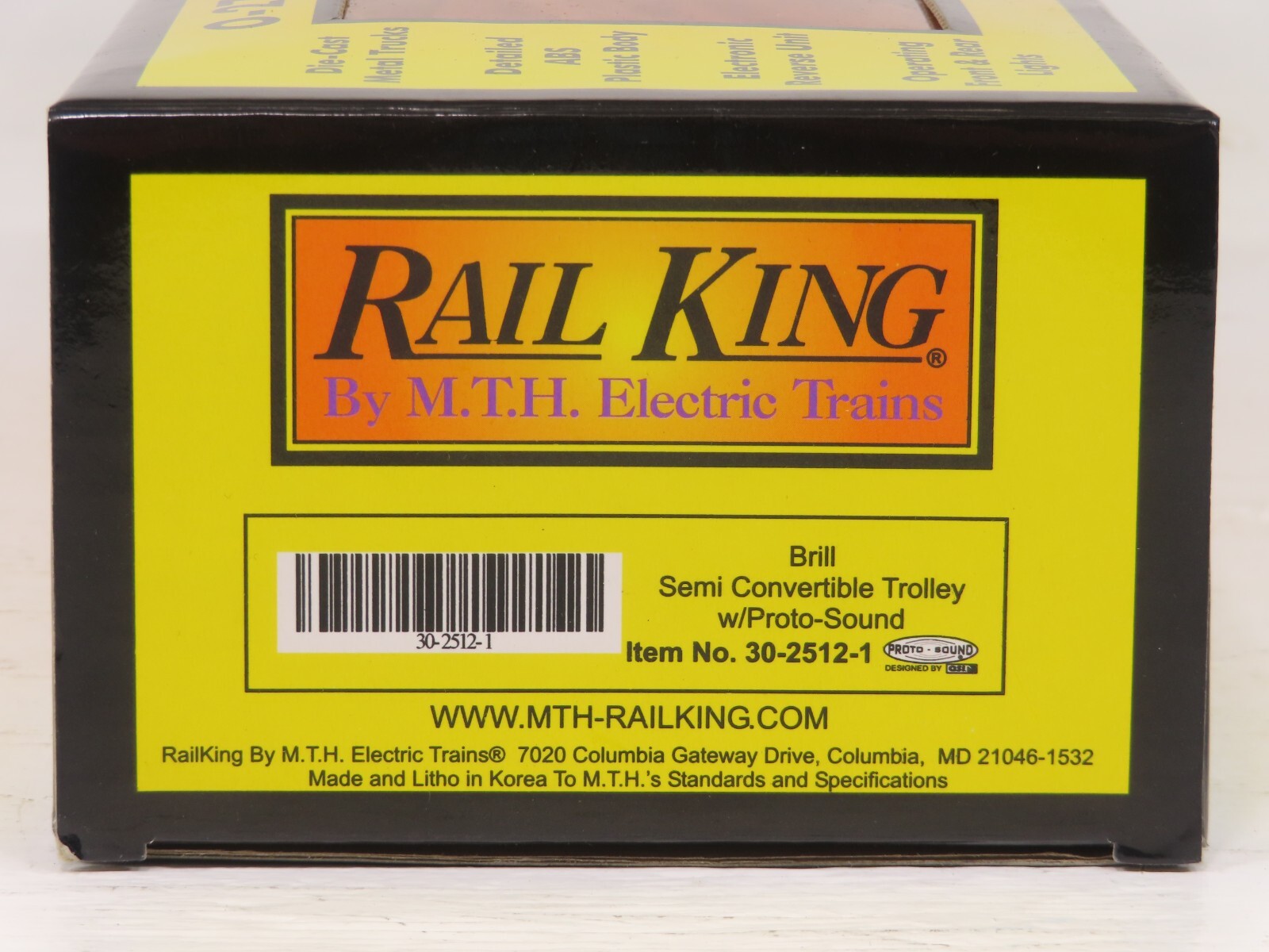 MTH 30-2512-1 Brill Semi Convertible Trolley w/Proto LN