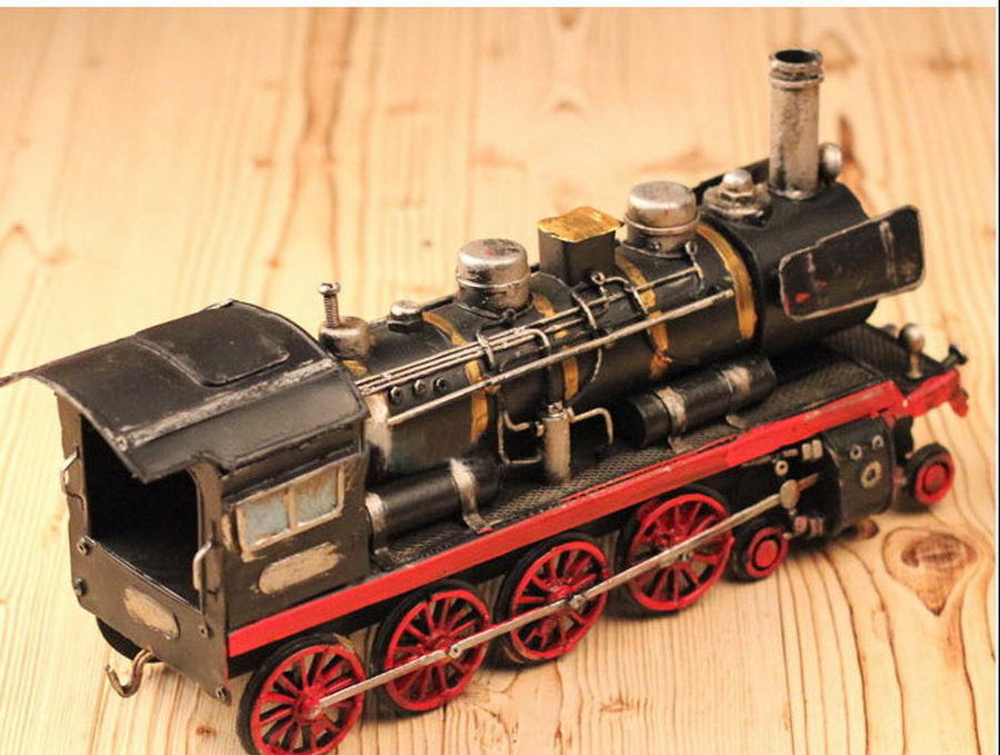 Hand Made Tin Metal HO Scale Model Railroad Trains Steam Locomotive Home Decorat