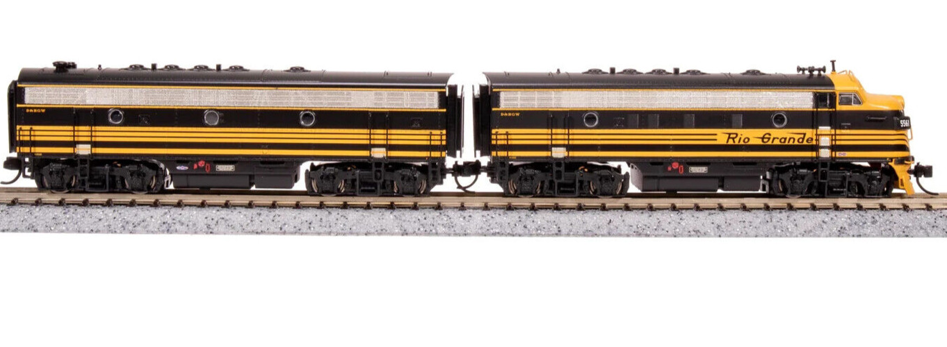 BROADWAY LIMITED 7754 N EMD F7 AB DRGW 5561/5562 3-stripe A-unit Paragon4 Sound