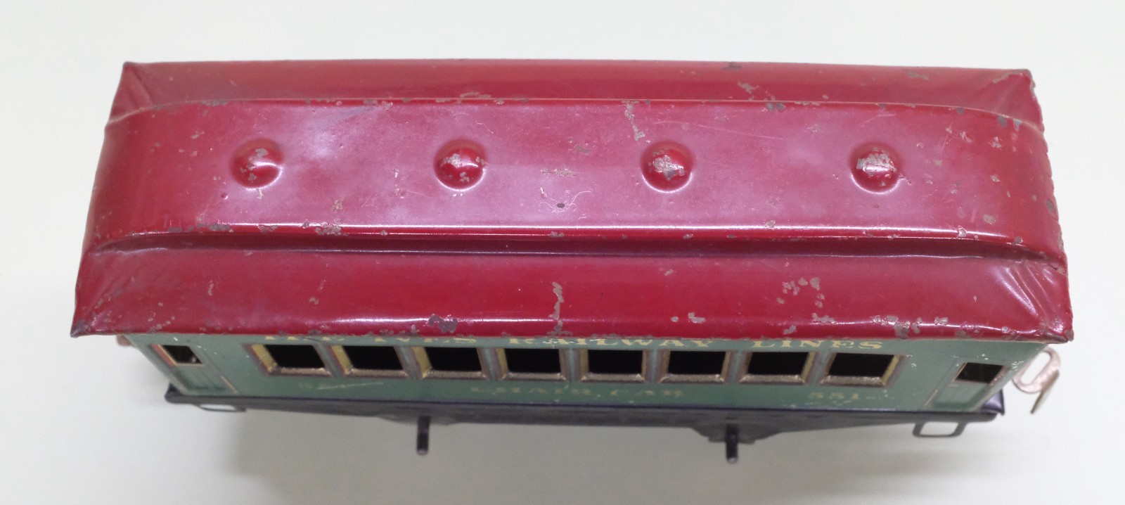 Ives Prewar O Gauge 3258 Loco, 551 Coach, & 552 Parlor Car. Tested Runs Good