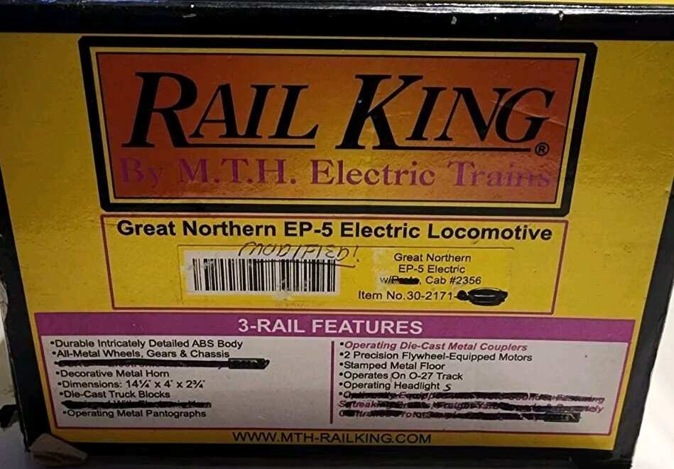 Rail King By MTH O Scale EP-5 Electric Locomotive Great Northern #2356
