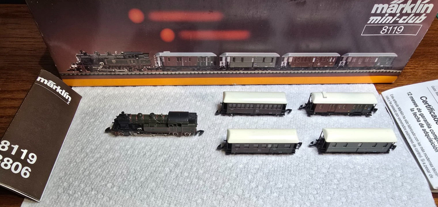 Z Scale Marklin Mini-Club #8119 Royal Prussian Steam Locomotive & Coaches LN/Box