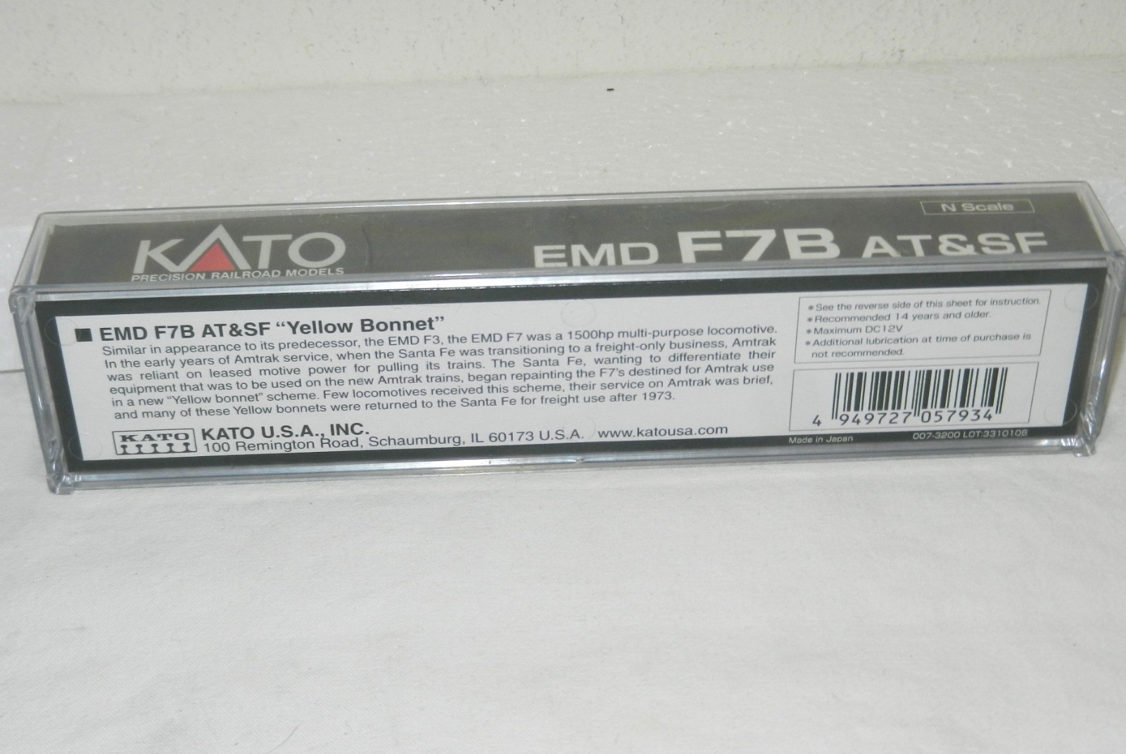 N Kato 176–2212 F73-B Santa Fe Yellow Bonnet LNIB with DCC see video