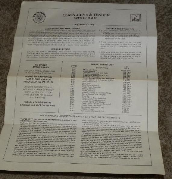 BACHMANN N CLASS J NORFOLK and WESTERN 4-8-4 STEAM LOCOMOTIVE & TENDER