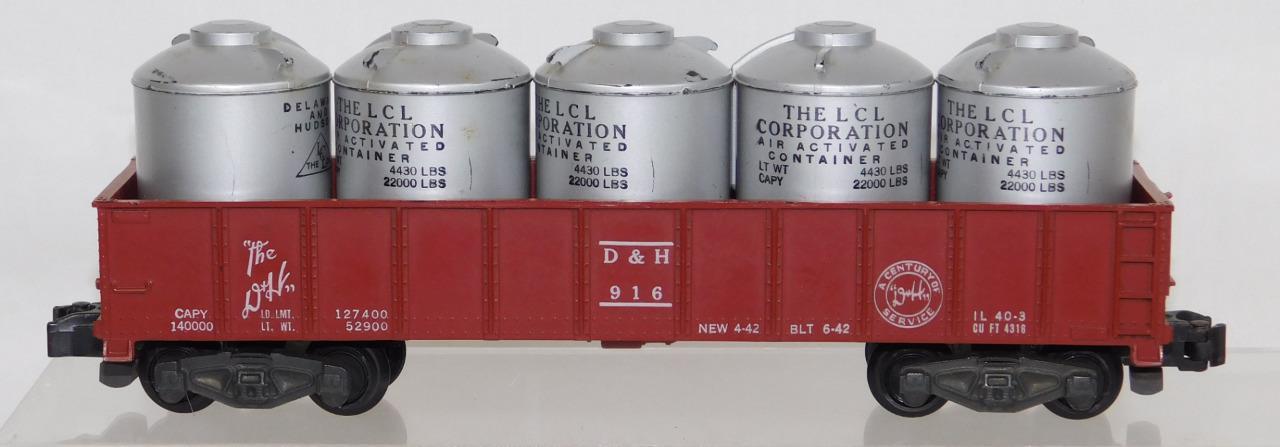 CLEAN American Flyer 916 Delaware Hudson Gondola w/5 cannister D&H EARLY version