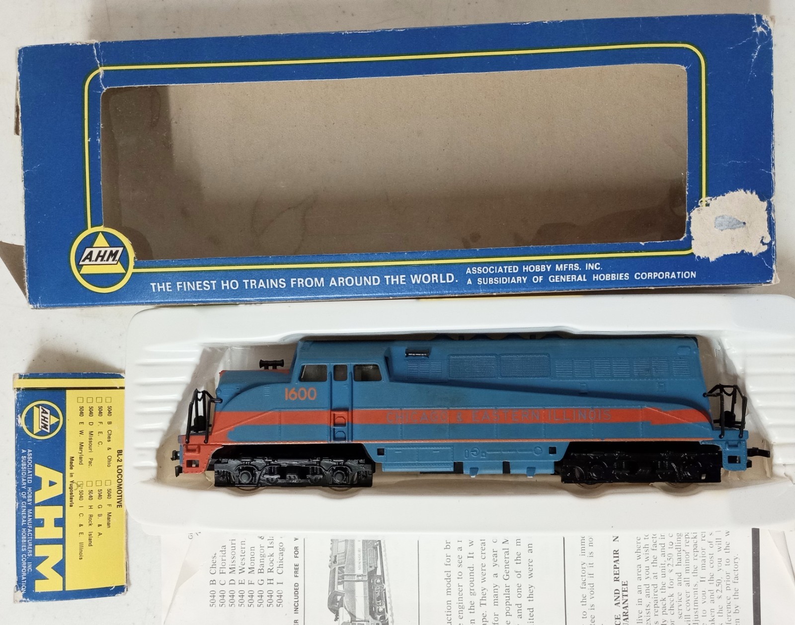 AHM HO Chicago Eastern Illinois BL-2 Locomotive w Box #5040 Dated 1974 Untested