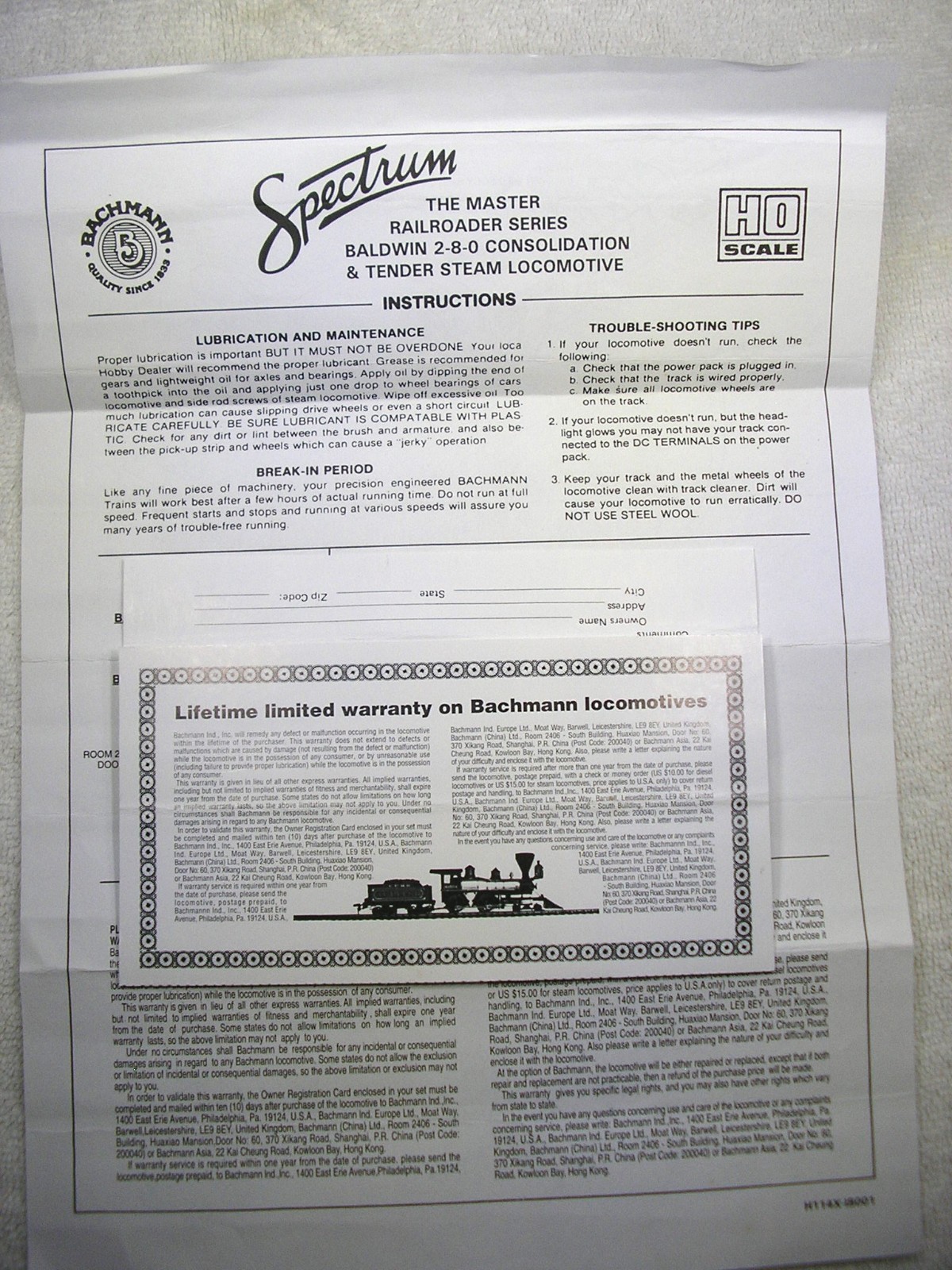 Bachmann Spectrum 11410 HO 2-8-0 Monroe Ry #26, DCC Ready?, Runs Very Well, EX