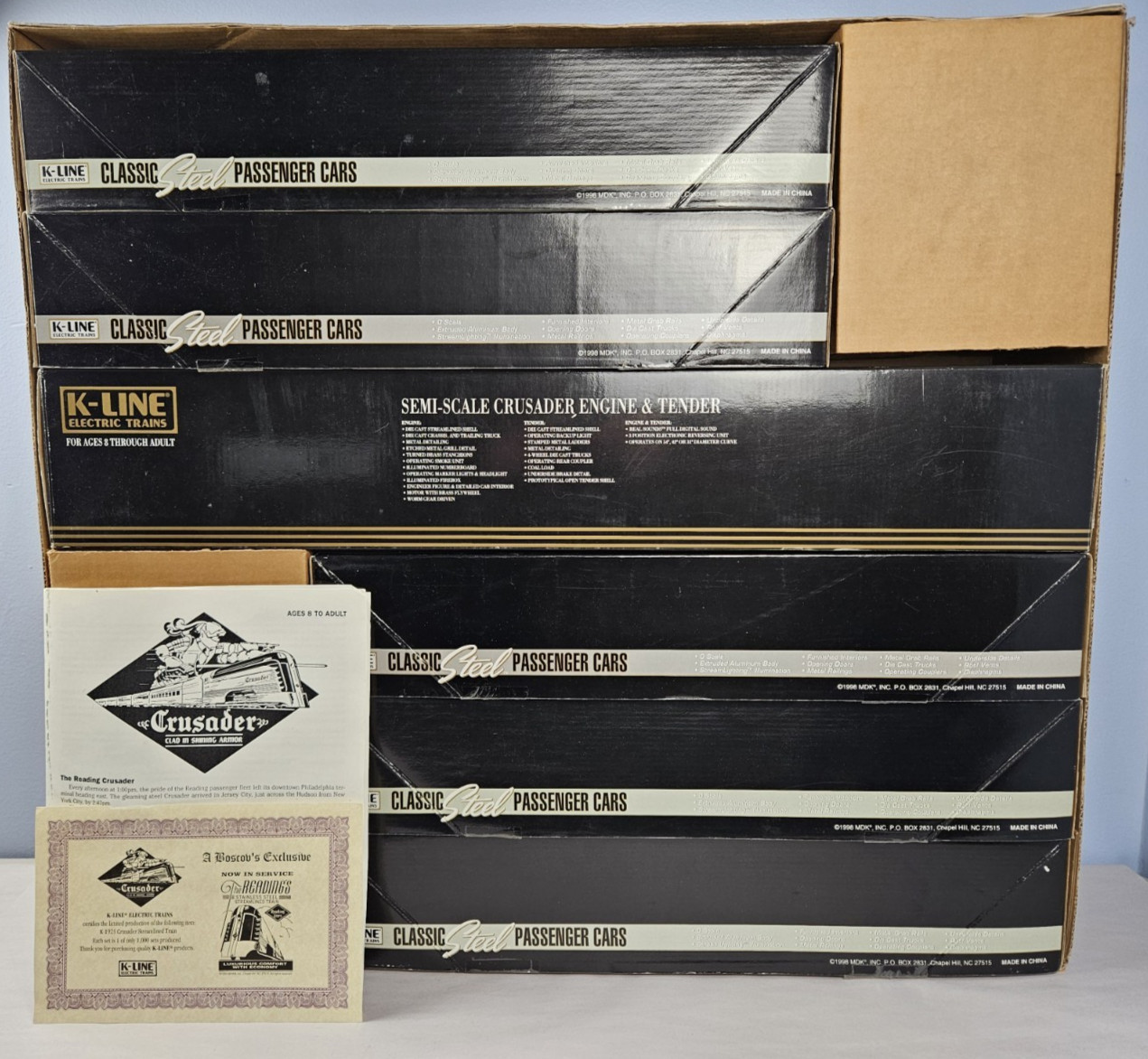 Used K-Line K-1925 O Gauge Reading Crusader Passenger Train Set Boscov’s 1/1000