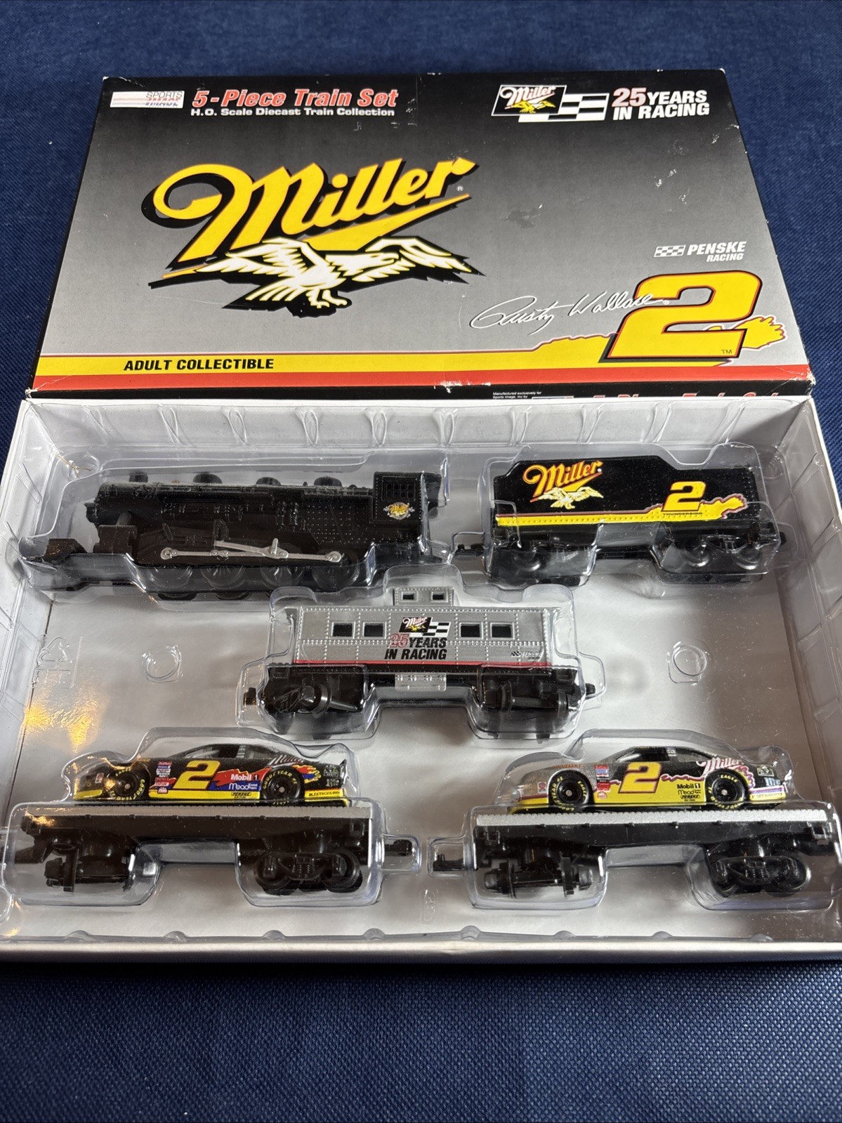 1996 Revell 5-Pc. H.O. Train Set, Rusty Wallace #2, Penske Racing, Miller Beer