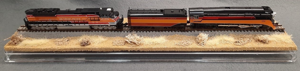 N SCALE 16″ SINGLE-TRACK DISPLAY CASE -“DESERT SCENE” FOR ANY N SCALE TRAINS