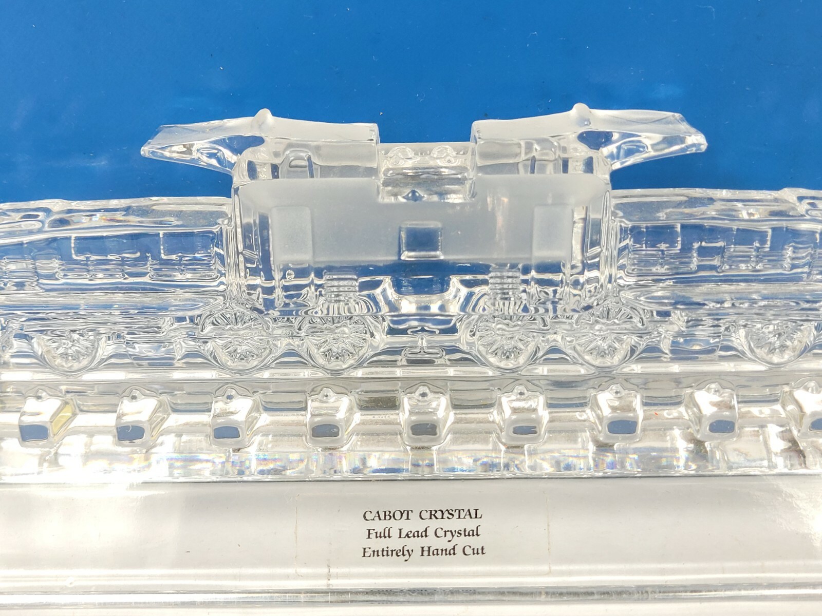 KROKODIL LOCOMOTIVE HAND CUT CABOT LEAD CRYSTAL GLASS DESK PAPERWEIGHT DISPLAY