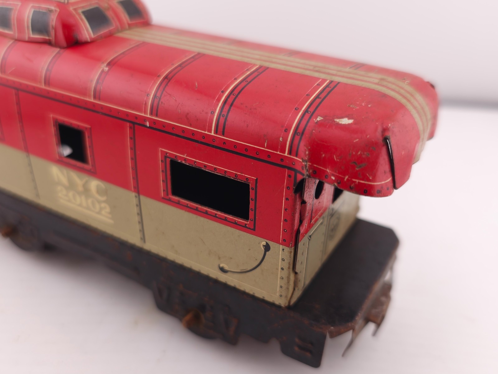 READ Vintage Marx O Scale New York Central Caboose Train Car 20102 Litho Tin Toy