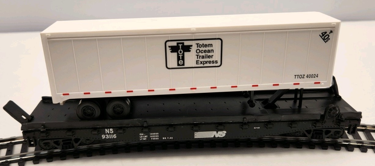 Walther’s Trainline RTR HO NFS 9316 FLAT CAR W/ TOTE TRAILER RAIL CAR NOS C3