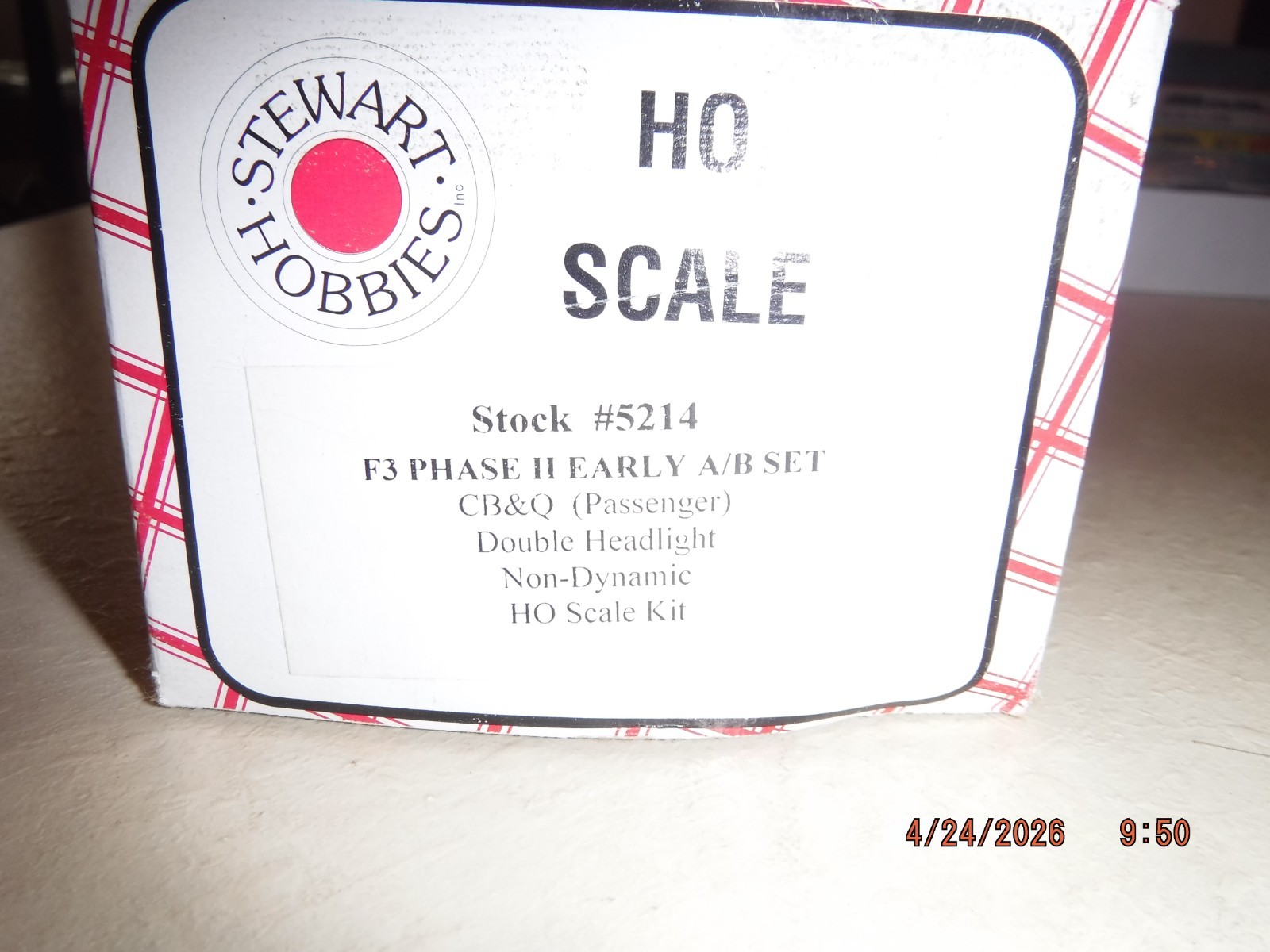 STEWART HOBBIES HO BURLINGTON CBQ F3 PHASE II EARLY A/B SET STOCK #5214 NOS NEW!