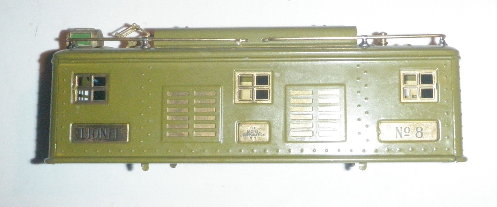 Lionel Pre War Standard Gauge No. 8 Locomotive Shell, Olive Green, Nice