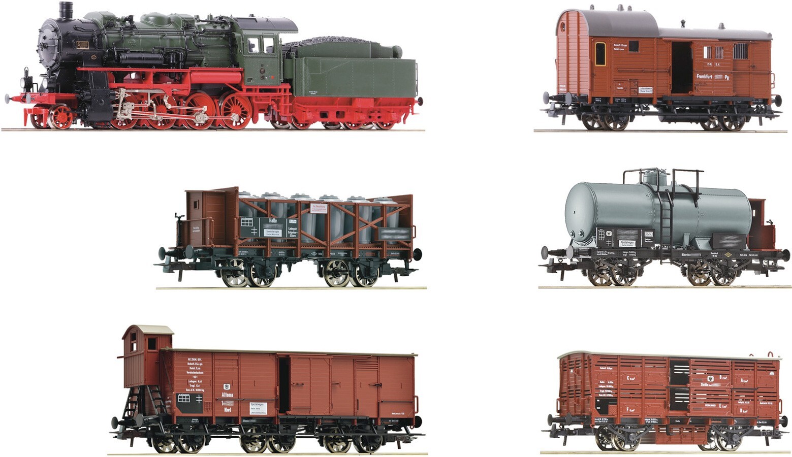 Roco 61481 Set Kpev G8.2 Green/Black/Red DCC Sound + 5 Tanks Goods A 2/3 Axles