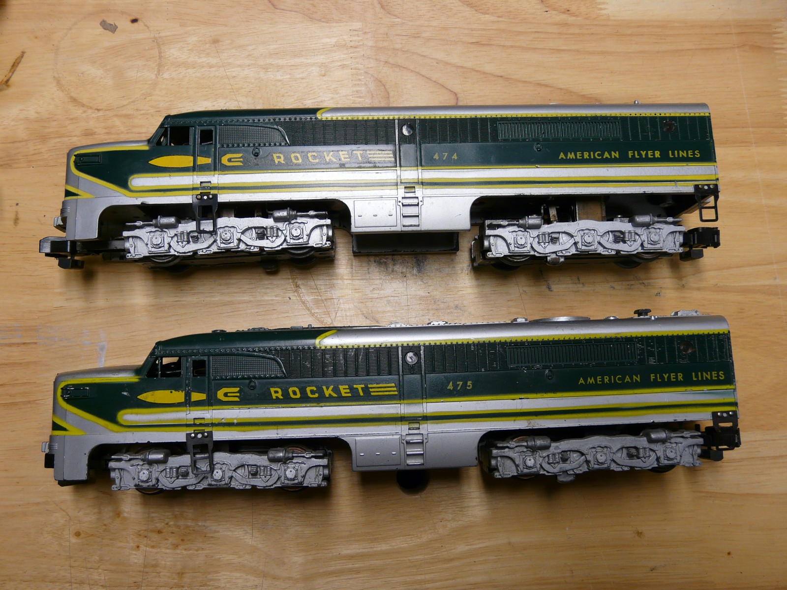 S GAUGE AMERICAN FLYER #474-475 ROCKET PASSENGER SET FOUR CARS A1A