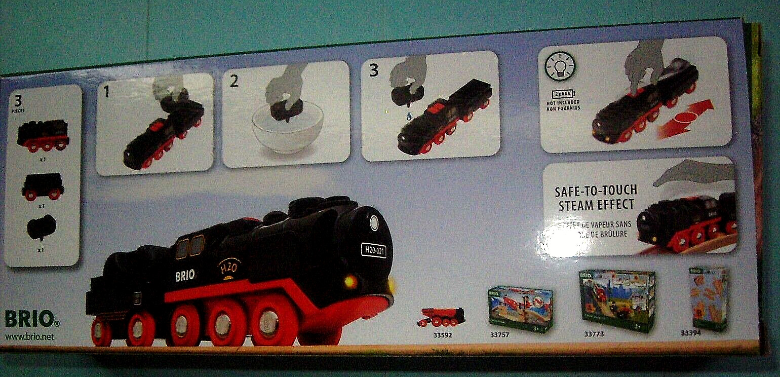 BRIO World 33884 Battery-Operated Steaming Train | Toy Train w Light & Steam MIB