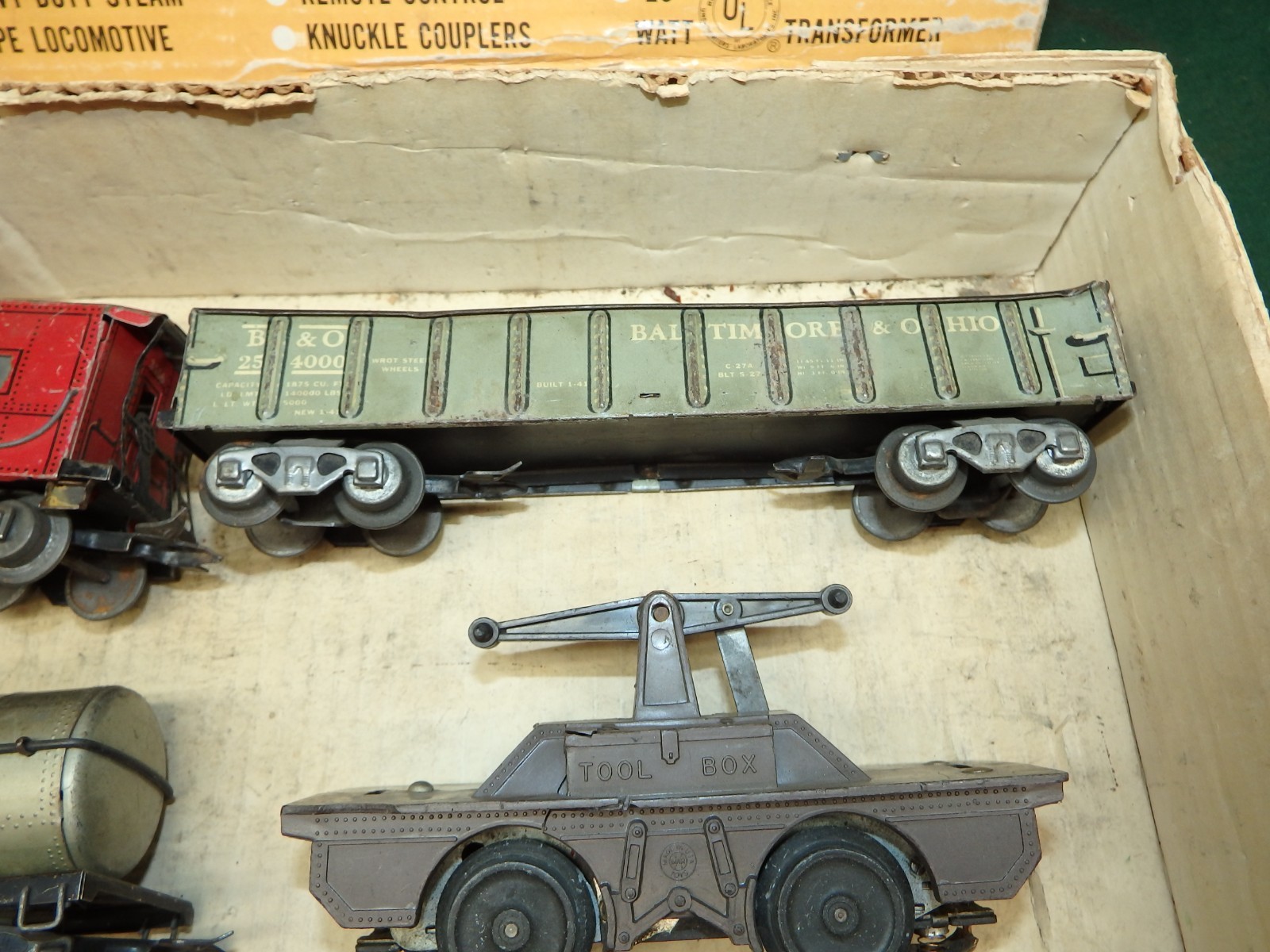 Marx # 999 Locomotive Train Set With Tender And 4 Cars Tested See Description