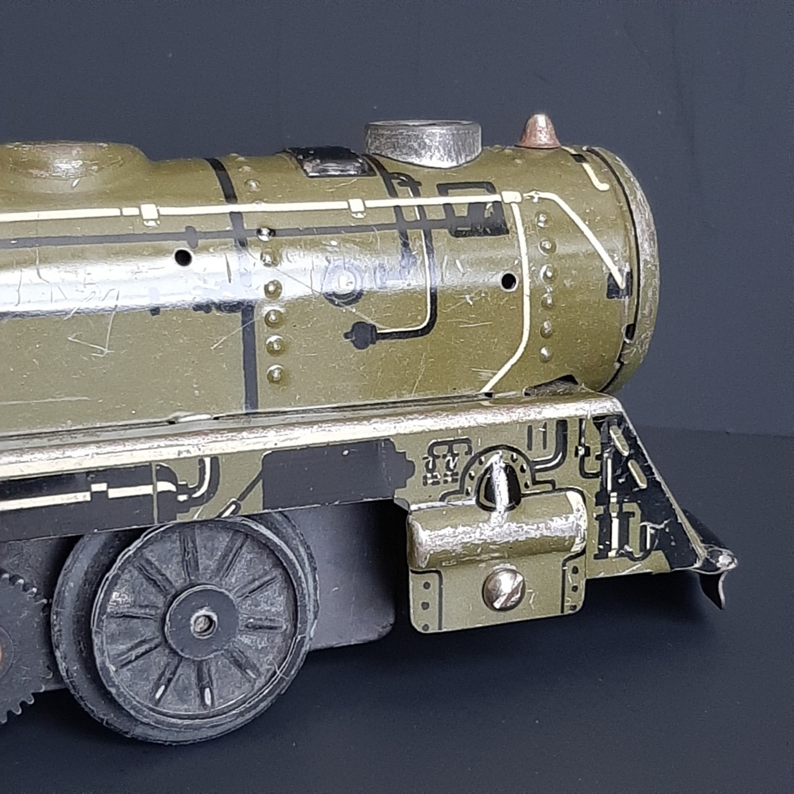 VTG 1930s Marx Tin Litho Steam Locomotive Electric Army Supply Train Engine #897