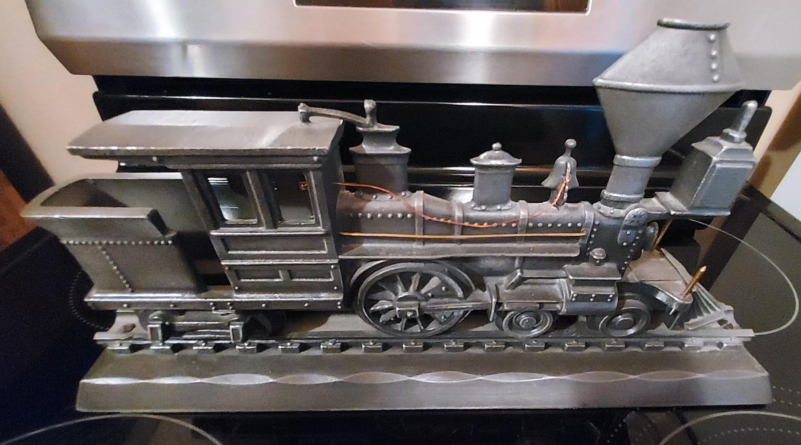 Vtg. Cast Metal Train Locomotive Railroad Mailbox Topper