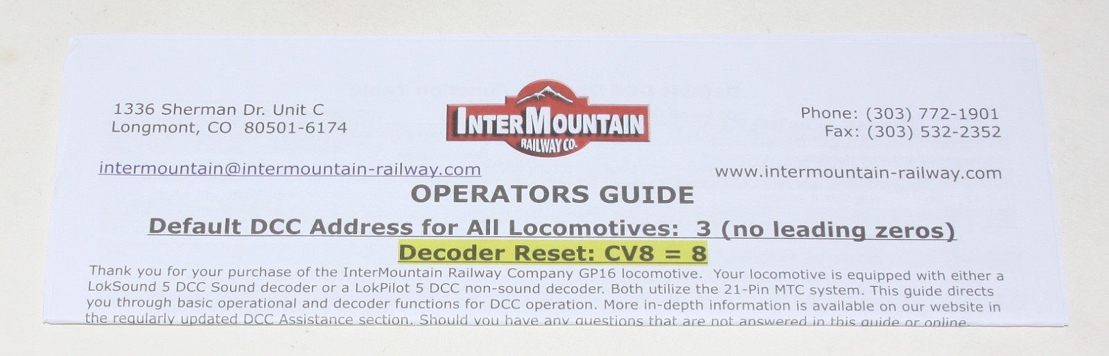 InterMountain IMRC GP16 Pee Dee River PDRR 1842 Factory DCC HO Scale