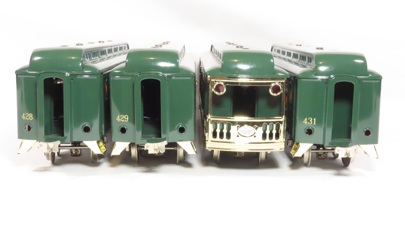 MTH 10-5011A Standard Gauge 418 Set Dark Green w/Brass Trim Passenger LN
